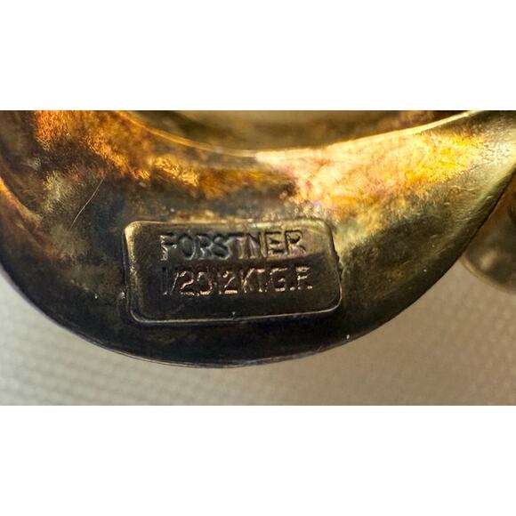 Vintage 1940s Forstner 12K Gold Filled Retro Floral Bow Brooch with Pearls - Picture 8 of 8